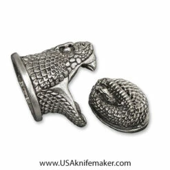 Guard & Pommel Set- Rattlesnake #3- Silver - Guard 1.25x1.37x .82, Pommel 0.49x1.19x.81