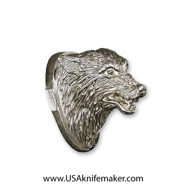 Pommel- Wolf - Silver - 1.53x1.44x0.99" - Image 3