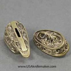 Guard & Pommel Set- Floral Theme #11- Bronze- Guard .88x1.53x.72, Pommel .54x1.40x.77