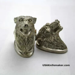 Pommel- Wolf - Silver - 1.53x1.44x0.99"