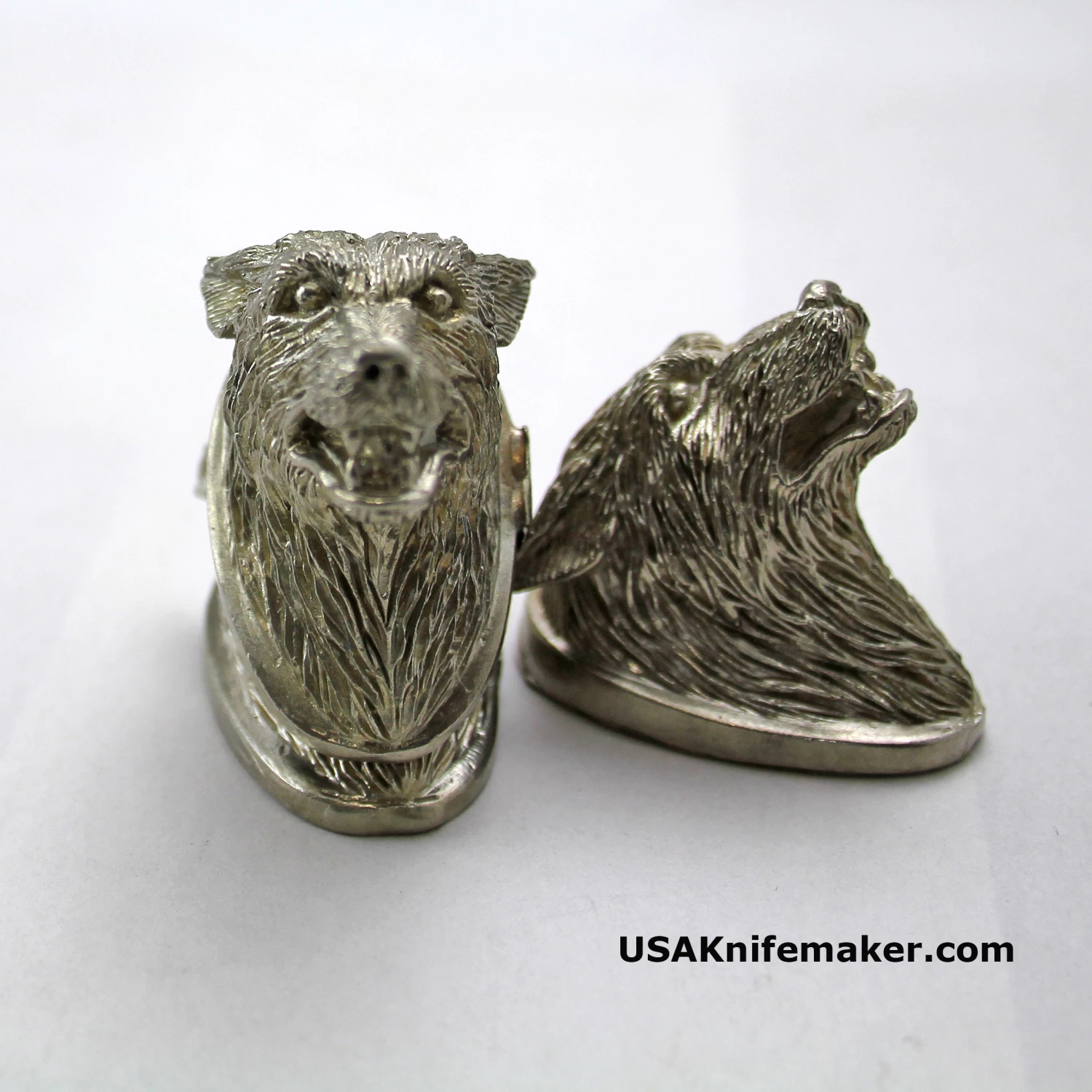 Pommel- Wolf - Silver - 1.53x1.44x0.99"